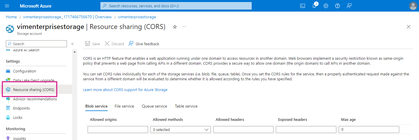 Resource sharing (CORS)