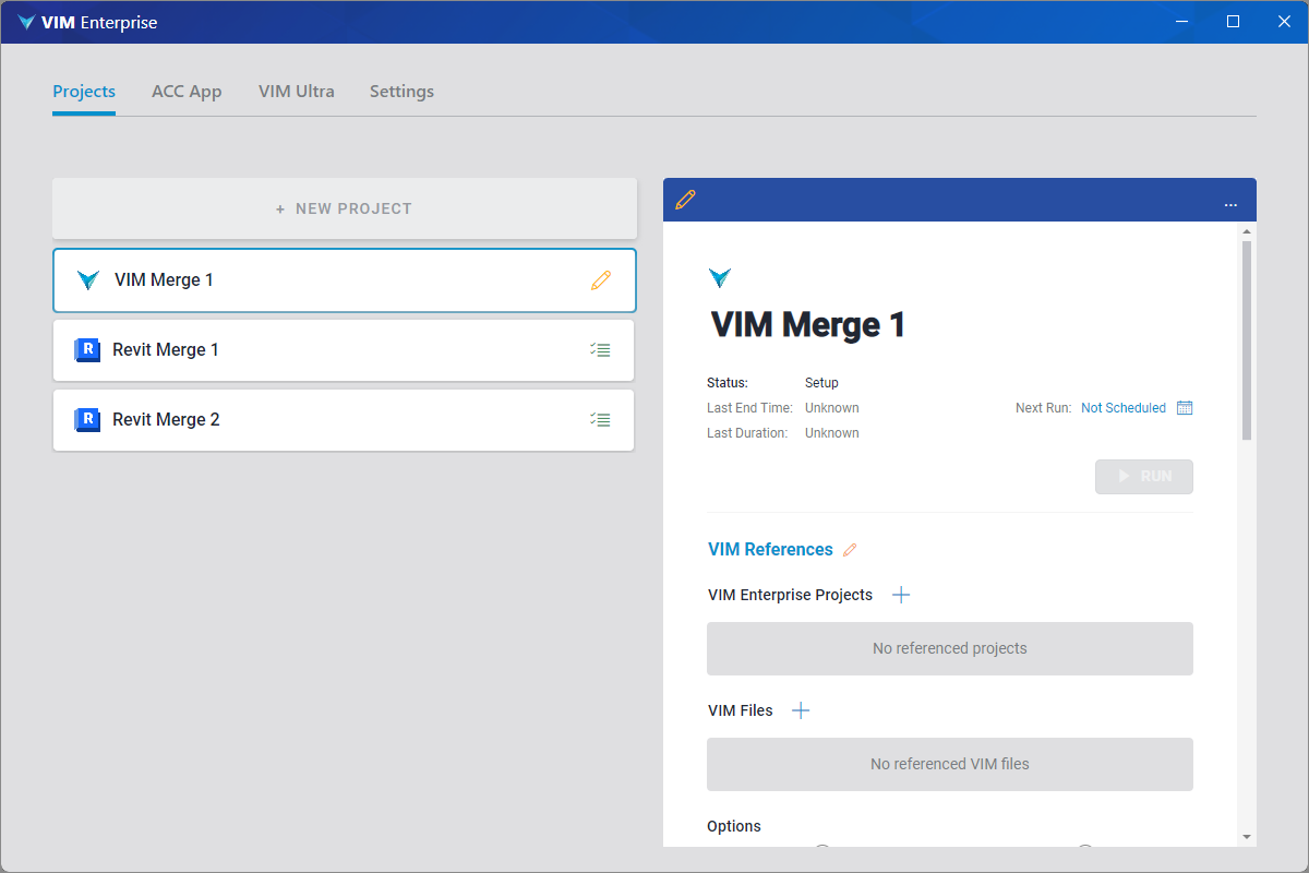 VIM Merge Project Settings